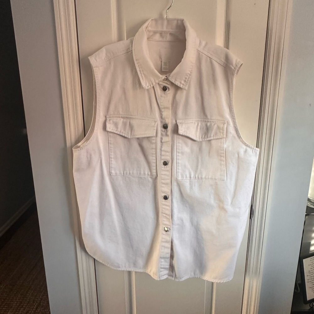 H&M white denim Sleeveless Top